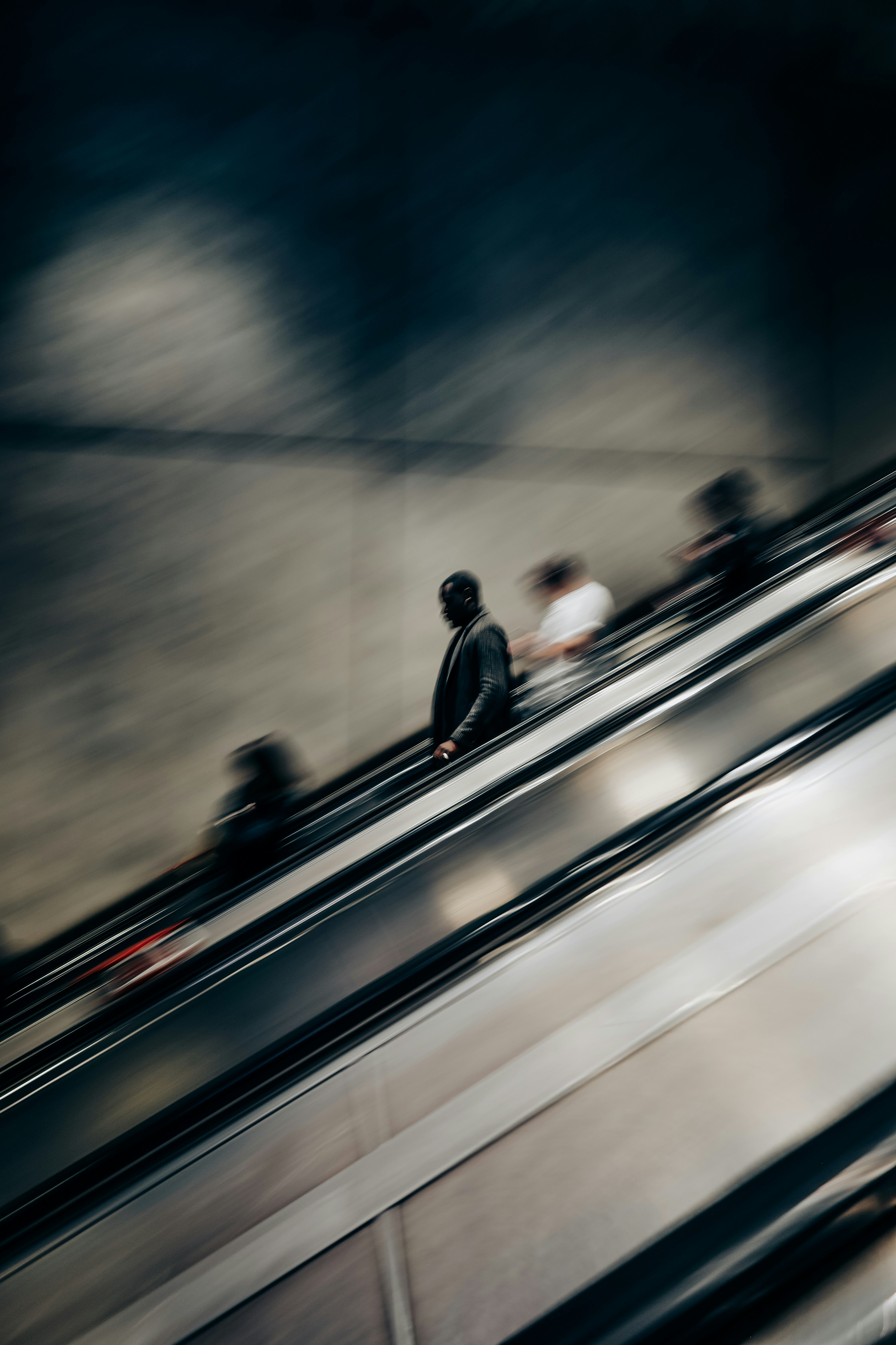 Motion blur on an escalator