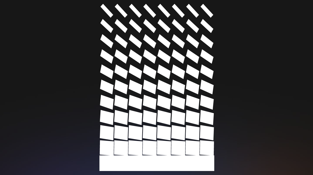 Cascading squares merging into a bar